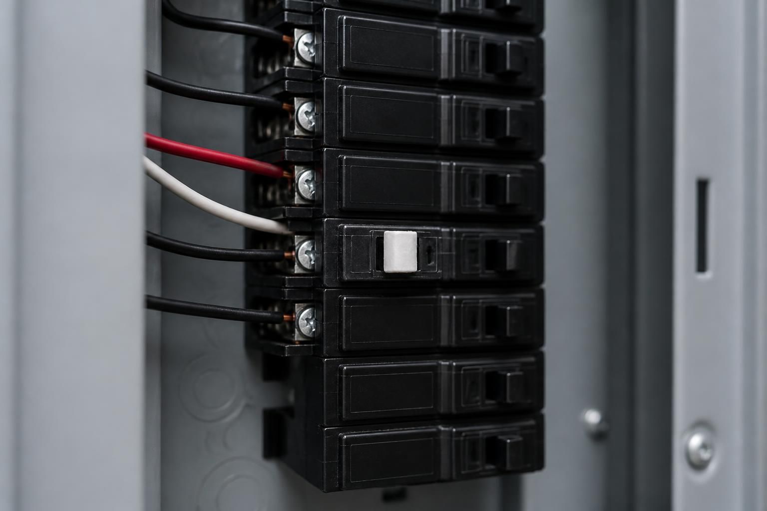 Repaired circuit breaker inside a clean electrical panel