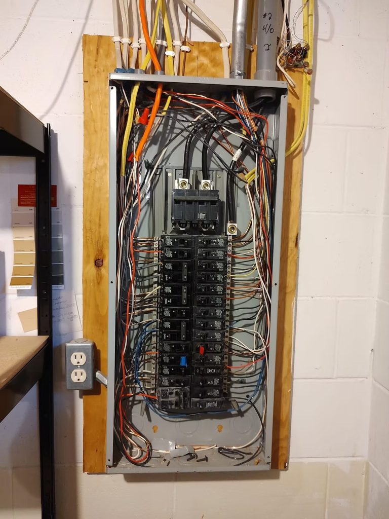 Before: Before and after electrical panel upgrade completed by Frontline Electrical Systems