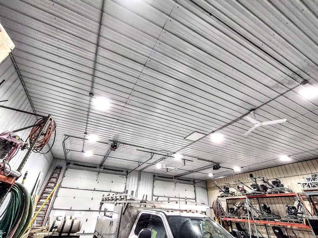 Commercial shop with newly installed overhead LED lighting