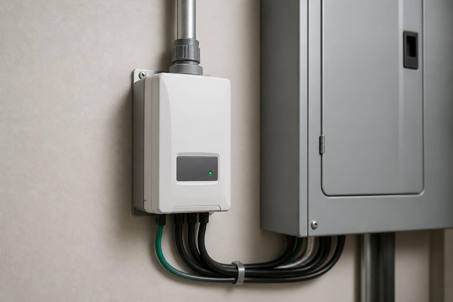 Whole-home surge protection device near a modern electrical panel